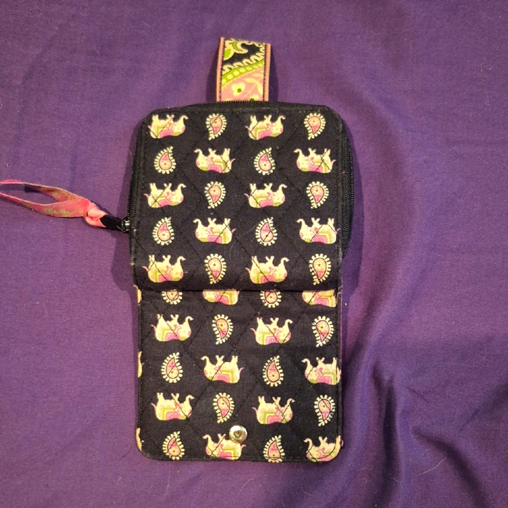 Vera Bradley Black and Pink Elephant Phone wallet